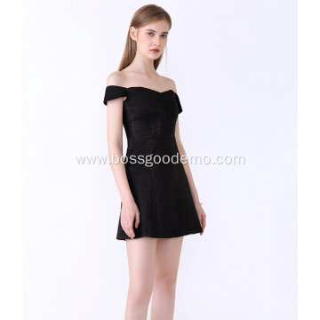 Off-shoulder Black Short Dress